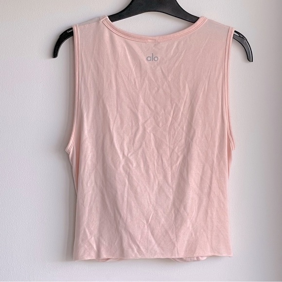 ALO Light Pink Cover Tank Top with Sleeveless Twist Front - Picture 4 of 9